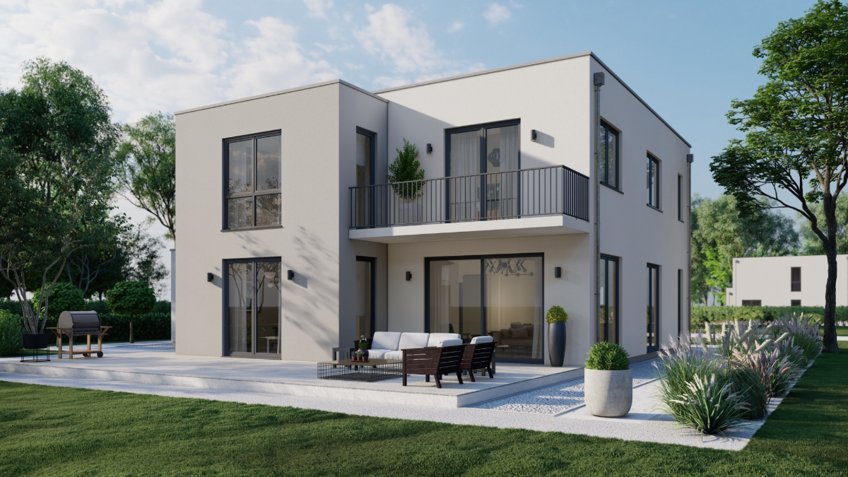 Massivhaus Bauhaus 184 Berlin – großes Einfamilienhaus mit Garage KfW 40